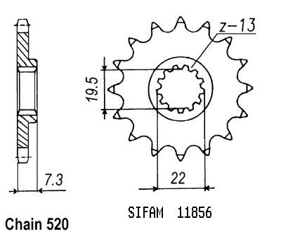 Pignon 14 Dents - Pas 520 - Similaire JTF434