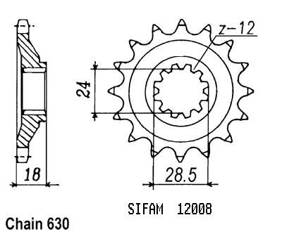 Pignon 15 Dents - Pas 630 - Similaire JTF523