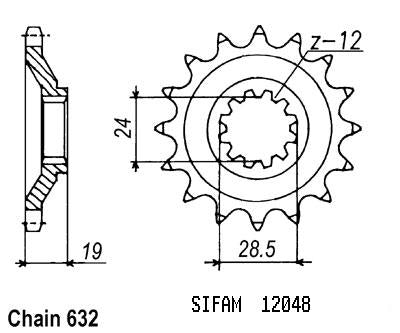 Pignon 15 Dents - Pas 632 - Similaire JTF524
