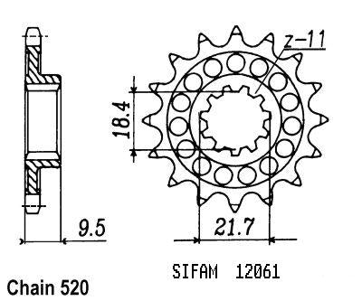 Pignon 13 Dents - Pas 520 - Similaire JTF285