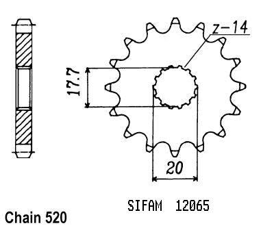 Pignon 14 Dents - Pas 520 - Similaire JTF564