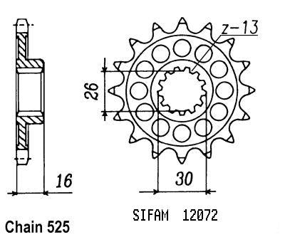Pignon 16 Dents - Pas 525 - Similaire JTF313