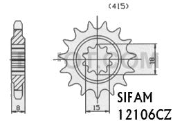 Pignon 12 Dents - Pas 415 - Similaire JTF589