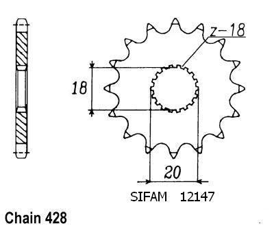 Pignon 15 Dents - Pas 428 - Similaire JTF426