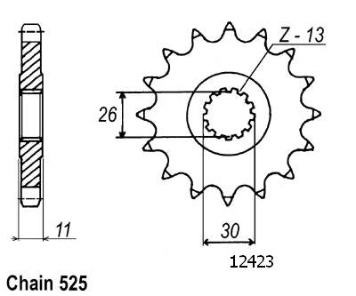 Pignon 16 Dents - Pas 525 - Similaire JTF1591