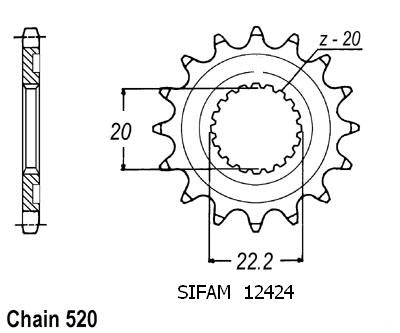 Pignon 15 Dents - Pas 520 - Similaire JTF1590