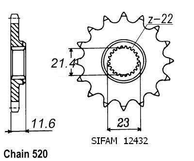 Pignon 13 Dents - Pas 520 - Similaire JTF583