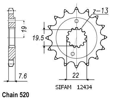 Pignon 13 Dents - Pas 520 - Similaire JTF1401