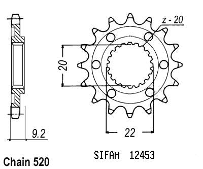 Pignon 14 Dents - Pas 520 - Similaire JTF1446