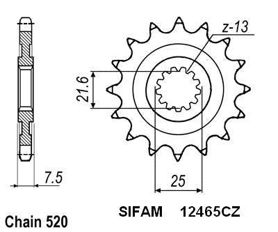 Pignon 14 Dents - Pas 520 - Similaire JTF1536