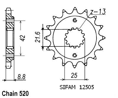 Pignon 17 Dents - Pas 520 - Similaire JTF1516