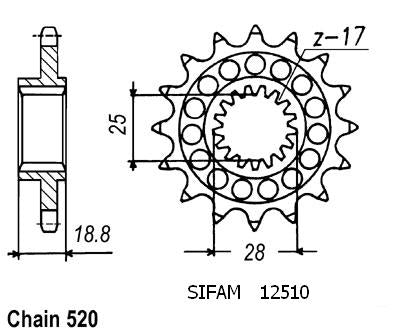 Pignon 15 Dents - Pas 520 - Similaire JTF705