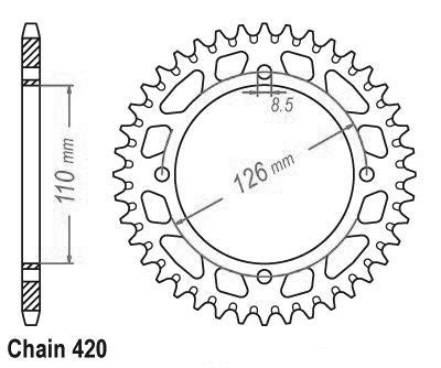 Couronne Alu. 46 Dents - Pas 420 - Similaire JTA1465