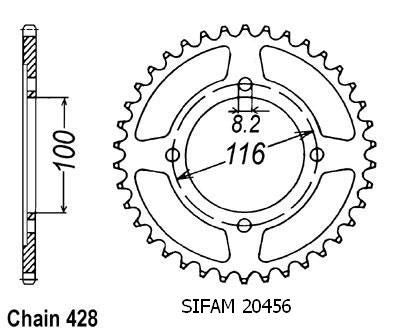 Couronne Alu. 55 Dents - Pas 428 - Similaire JTA462