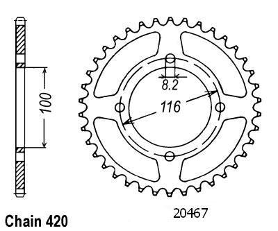 Couronne Alu. 54 Dents - Pas 420 - Similaire JTA461