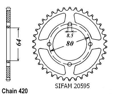 Couronne Acier 39 Dents - Pas 420 - Similaire JTR834