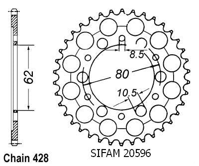 Couronne Acier 45 Dents - Pas 428 - Similaire JTR1842