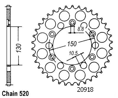 Couronne Acier 46 Dents - Pas 520 - Similaire JTR305