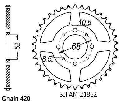 Couronne Acier 43 Dents - Pas 420 - Similaire JTR801