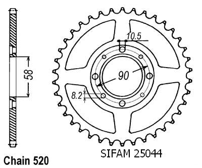Couronne Acier 41 Dents - Pas 520 - Similaire JTR279