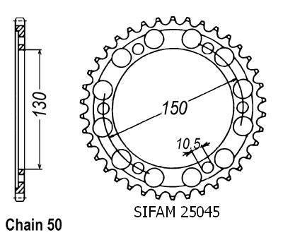 Couronne Acier 45 Dents - Pas 530 - Similaire JTR859