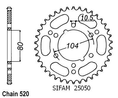 Couronne Acier 42 Dents - Pas 520 - Similaire JTR1478