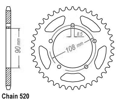Couronne Acier 39 Dents - Pas 520 - Similaire JTR18