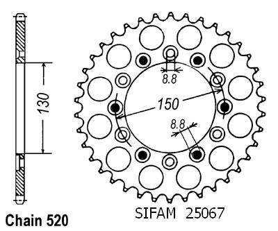 Couronne Acier 48 Dents - Pas 520 - Similaire JTR245/2