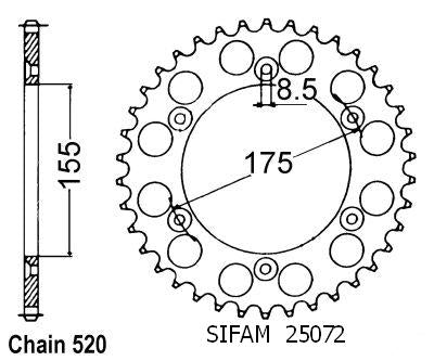Couronne Acier 52 Dents - Pas 520 - Similaire JTR510