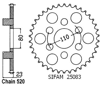 Couronne Acier 38 Dents - Pas 520 - Similaire JTR19
