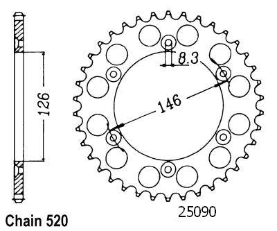 Couronne Acier 41 Dents - Pas 520 - Similaire JTR808