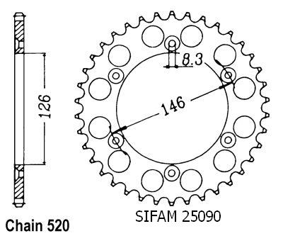 Couronne Acier 51 Dents - Pas 520 - Similaire JTR808