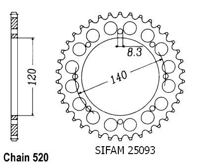 Couronne Acier 46 Dents - Pas 520 - Similaire JTR487