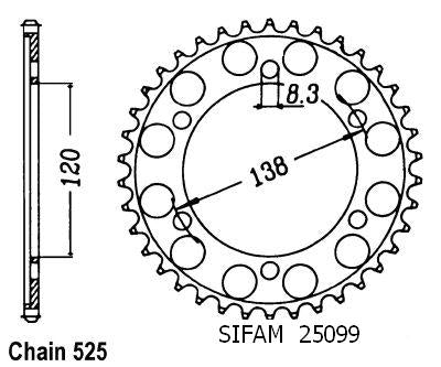 Couronne Acier 40 Dents - Pas 525 - Similaire JTR312