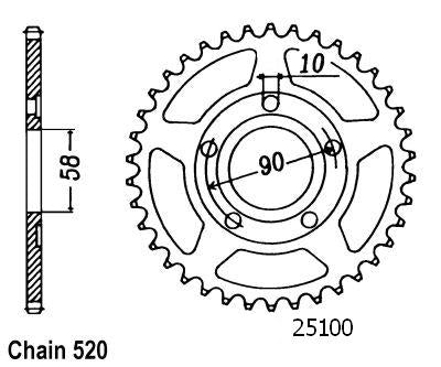 Couronne Acier 36 Dents - Pas 520 - Similaire JTR604