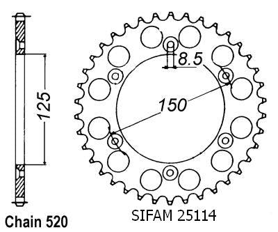 Couronne Alu. 47 Dents - Pas 520 - Similaire JTA897