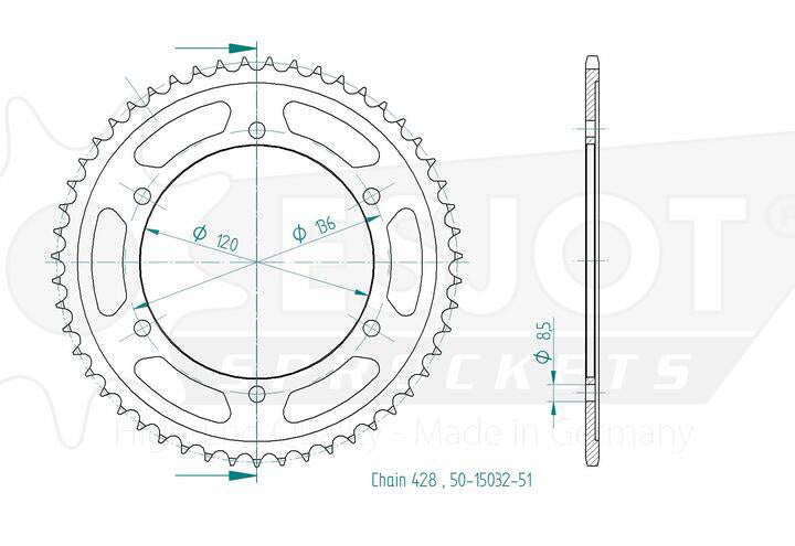 Couronne Acier 51 Dents - Pas 428