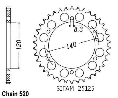 Couronne Acier 42 Dents - Pas 520 - Similaire JTR475