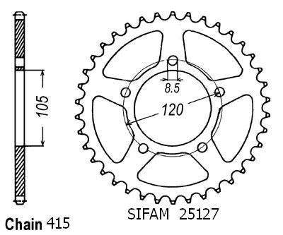 Couronne Acier 51 Dents - Pas 415 - Similaire JTR211