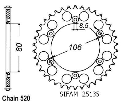 Couronne Acier 45 Dents - Pas 520 - Similaire JTR22