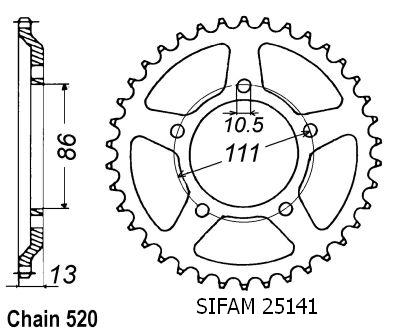 Couronne Acier 43 Dents - Pas 520 - Similaire JTR611