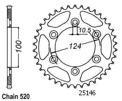 Couronne Acier 39 Dents - Pas 520 - Similaire JTR735