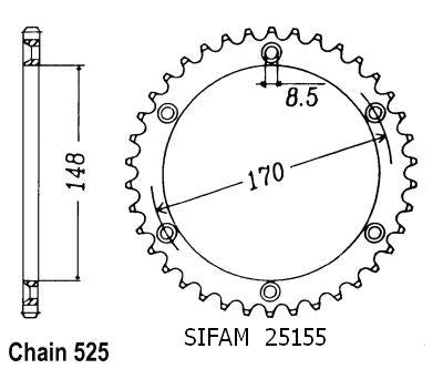 Couronne Acier 41 Dents - Pas 525 - Similaire JTR1821