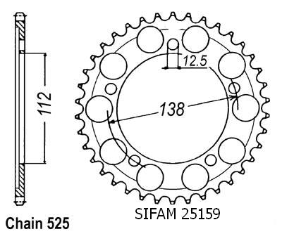 Couronne Acier 45 Dents - Pas 525 - Similaire JTR1304