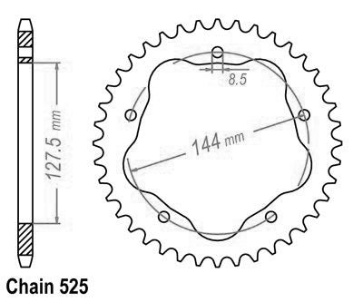 Couronne Acier 45 Dents - Pas 525 - Similaire JTR752