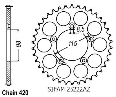 Couronne Alu. 46 Dents - Pas 420 - Similaire JTA894