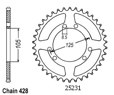 Couronne Acier 56 Dents - Pas 428 - Similaire JTR1134