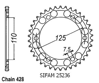 Couronne Acier 46 Dents - Pas 428 - Similaire JTR485