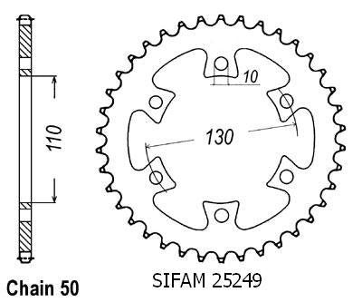 Couronne Acier 36 Dents - Pas 530 - Similaire JTR1421