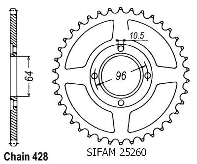 Couronne Acier 45 Dents - Pas 428 - Similaire JTR218
